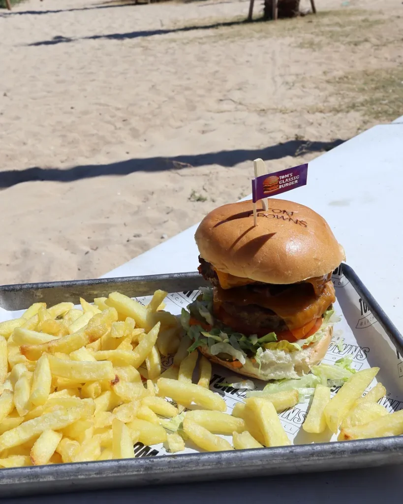 Tom's Classic Burger with fries